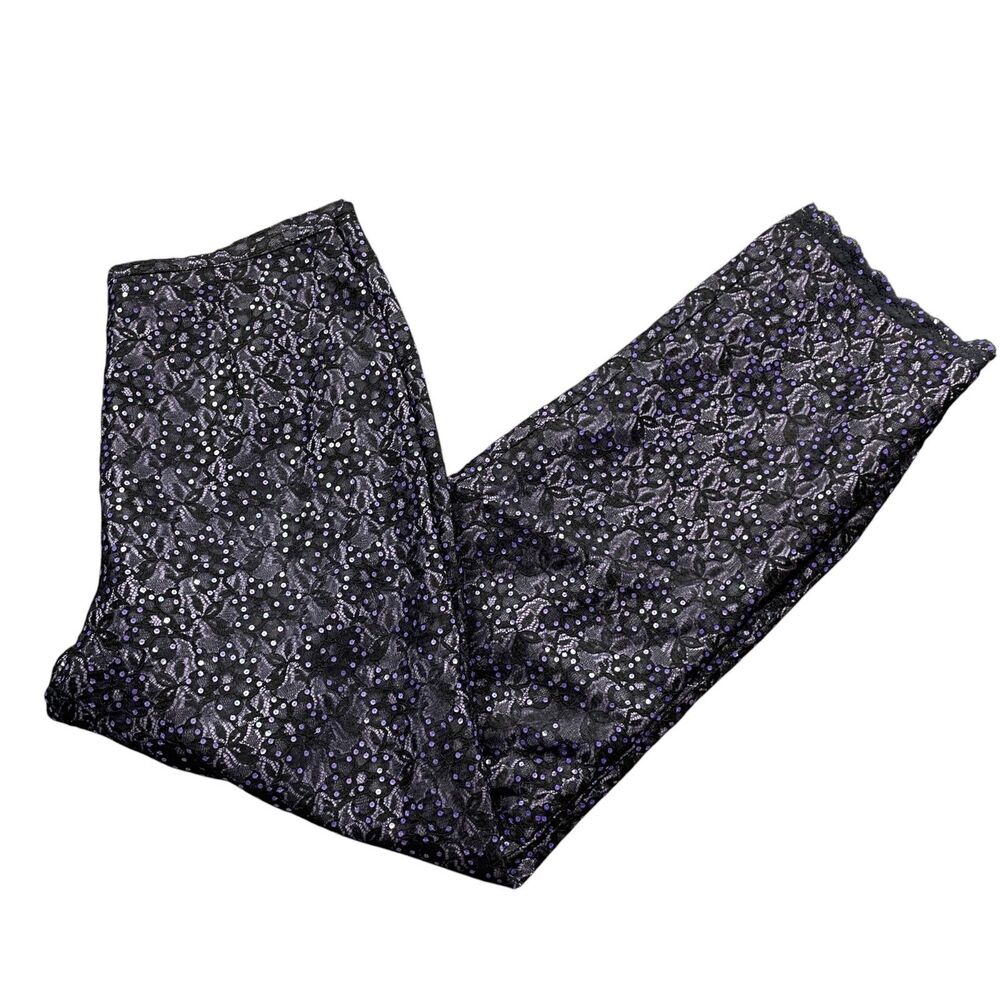 Jade Melody Tam‎ 10 Purple Black Sequins Poly Lined Acetate Back Zip Lace Hem
